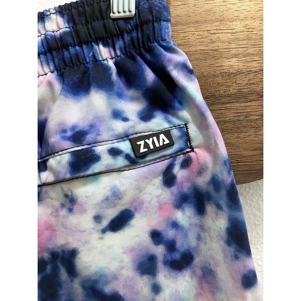 Zyia Swimwear Blue Crumple Medley Mens Small Swim Trunks Drawstring Mesh Tie Dye - Picture 5 of 9